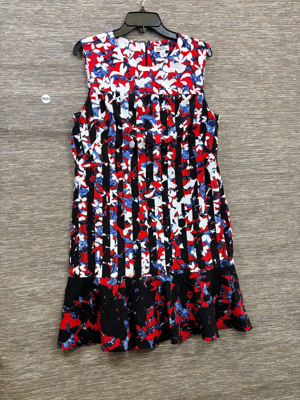 Peter Pilotto For Target Dress Womens L Multicolor Floral Shift Ruffle Hem Short